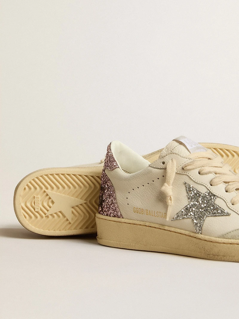 Ball Star with silver glitter star and pink glitter heel tab