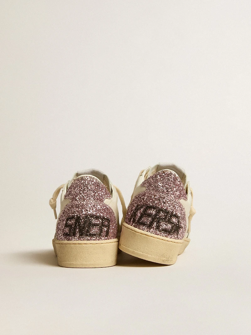 Ball Star with silver glitter star and pink glitter heel tab