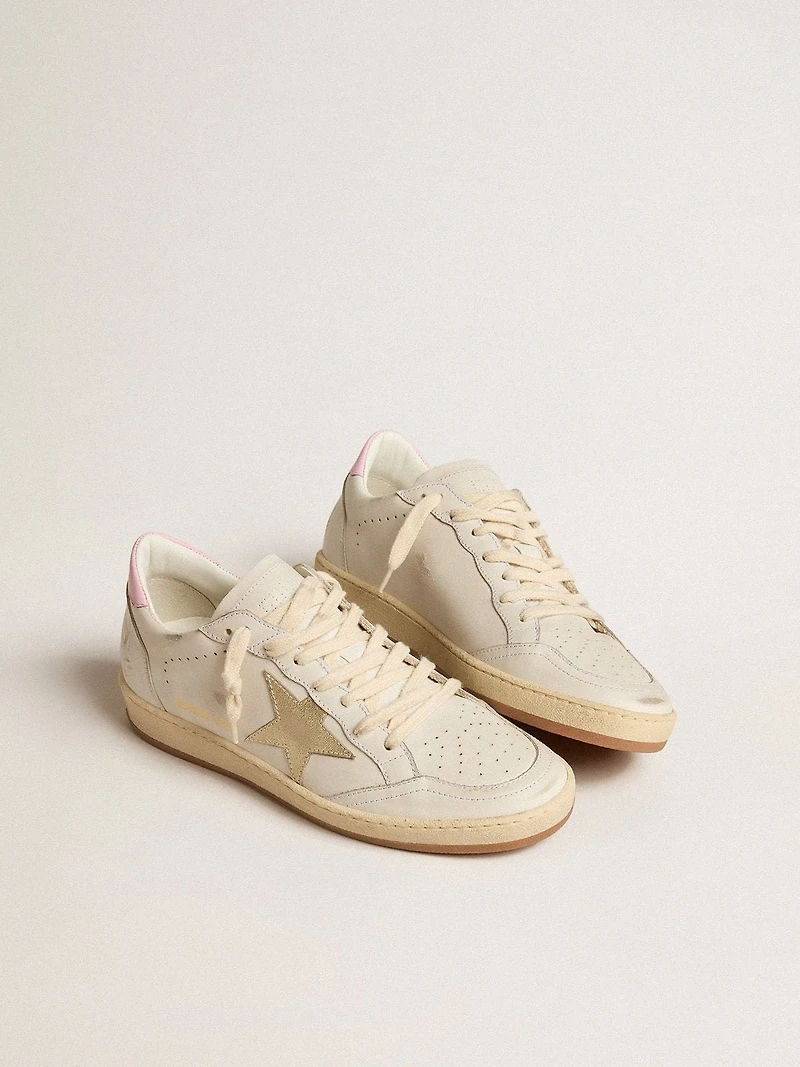 Women's Ball Star with gold foiled leather star and pink leather heel tab