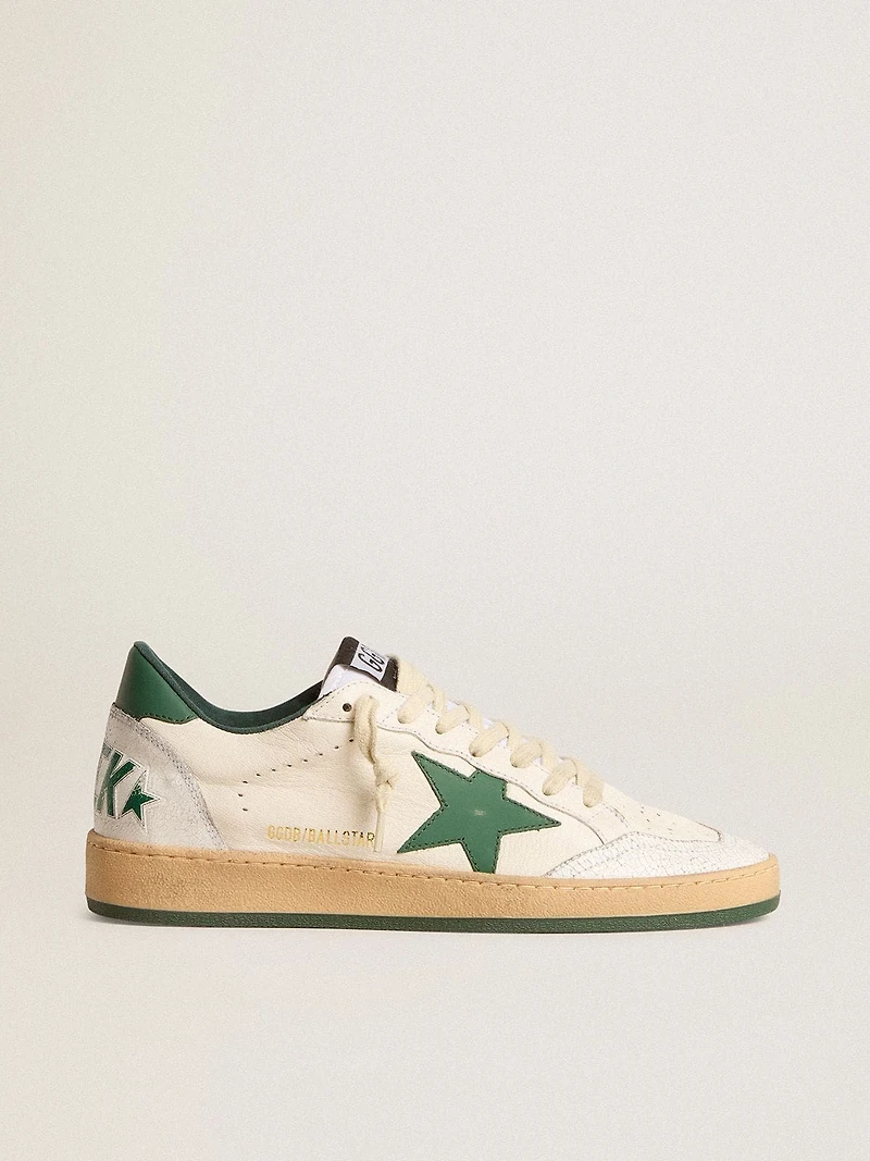 Women's Ball star Wishes white nappa leather with green and heel tab
