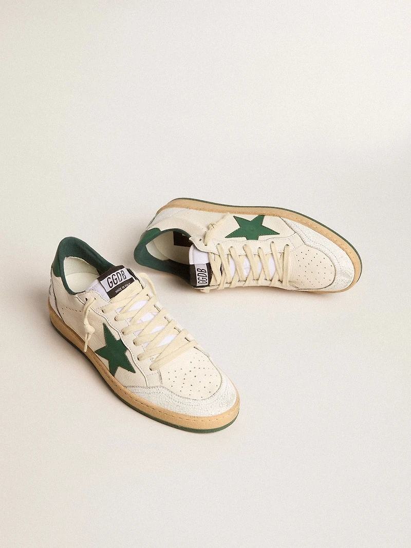 Women's Ball star Wishes white nappa leather with green and heel tab
