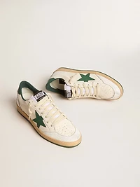 Women's Ball star Wishes white nappa leather with green and heel tab