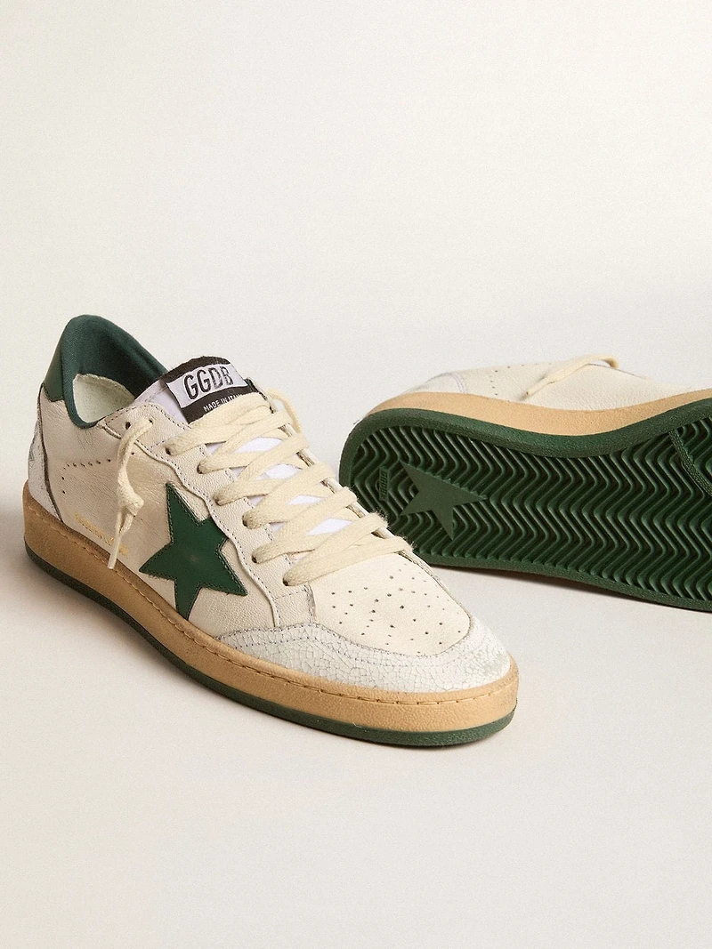 Women's Ball star Wishes white nappa leather with green and heel tab