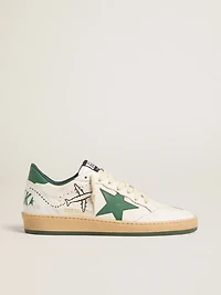 Women's Ball star Wishes white nappa leather with green and heel tab