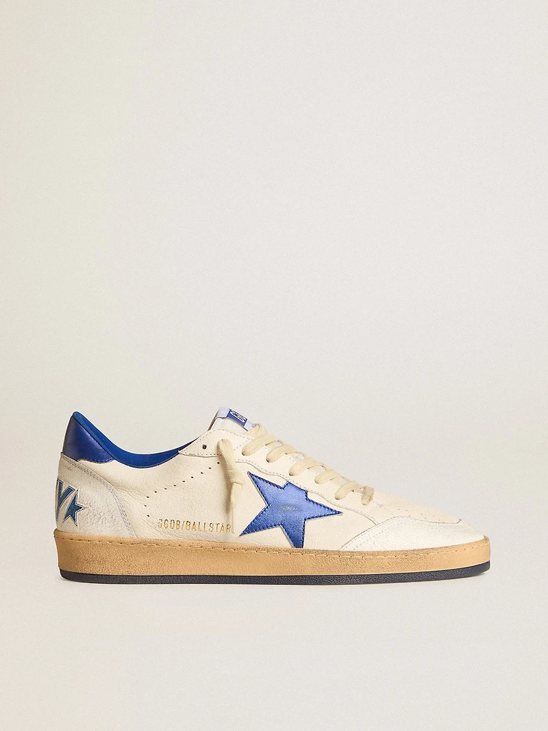 Women’s Ball star Wishes white nappa leather with bright blue and heel tab
