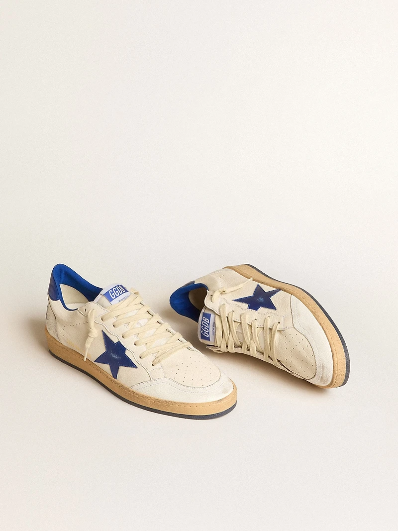 Women’s Ball star Wishes white nappa leather with bright blue and heel tab