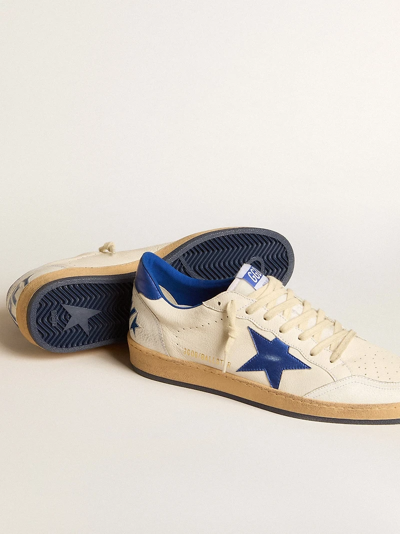 Women’s Ball star Wishes white nappa leather with bright blue and heel tab
