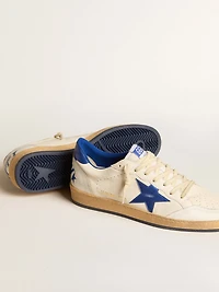 Women’s Ball star Wishes white nappa leather with bright blue and heel tab