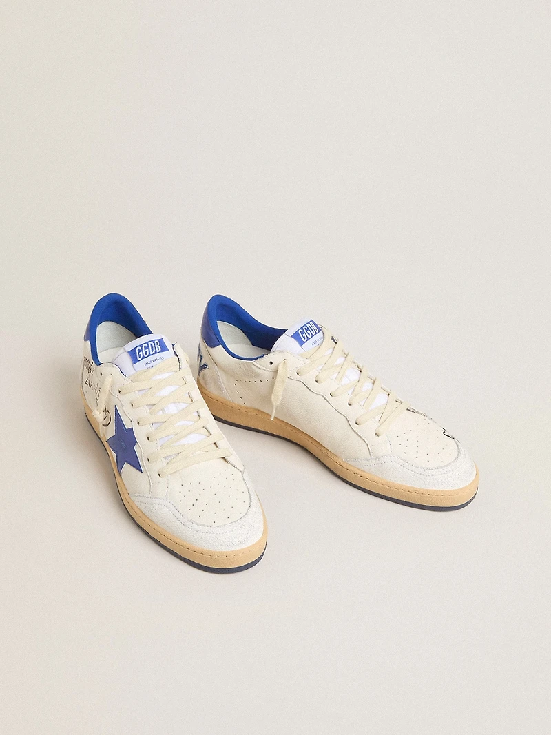 Women’s Ball star Wishes white nappa leather with bright blue and heel tab