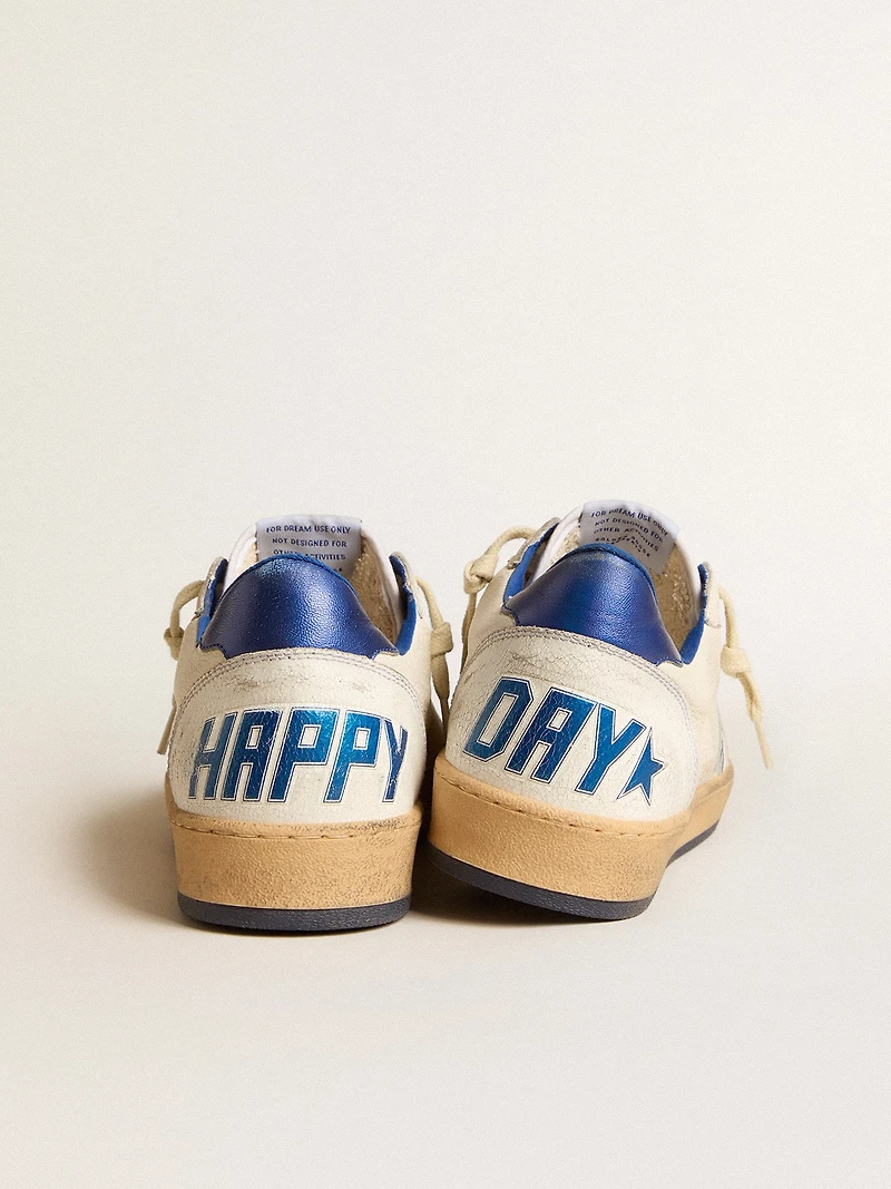 Women’s Ball star Wishes white nappa leather with bright blue and heel tab