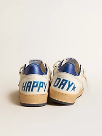 Women’s Ball star Wishes white nappa leather with bright blue and heel tab