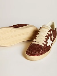 Ball star burgundy glitter with white leather and heel tab