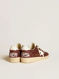 Ball star burgundy glitter with white leather and heel tab
