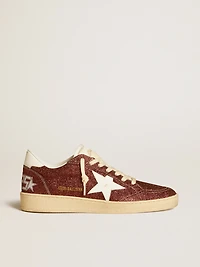 Ball star burgundy glitter with white leather and heel tab