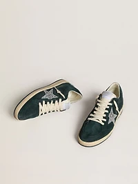 Women's Ball Star in green suede with silver glitter star