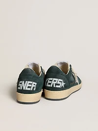 Women's Ball Star in green suede with silver glitter star