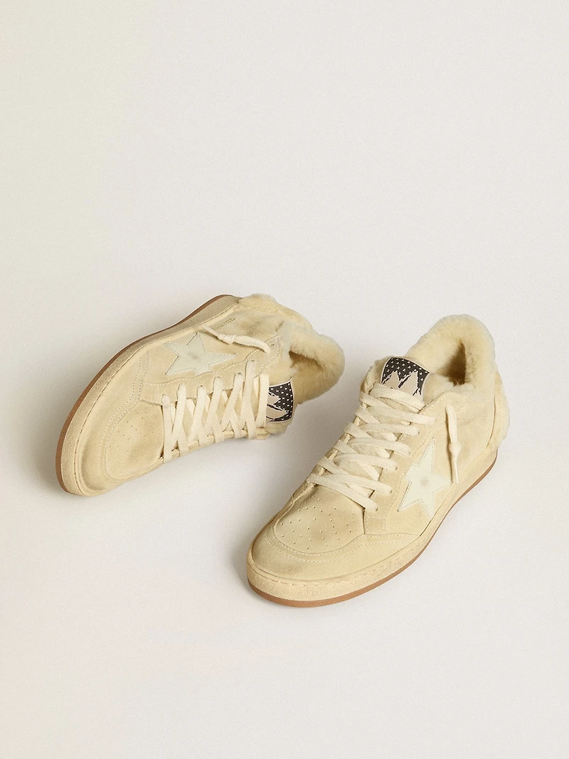 Women's Ball star LTD suede and shearling with white patent leather