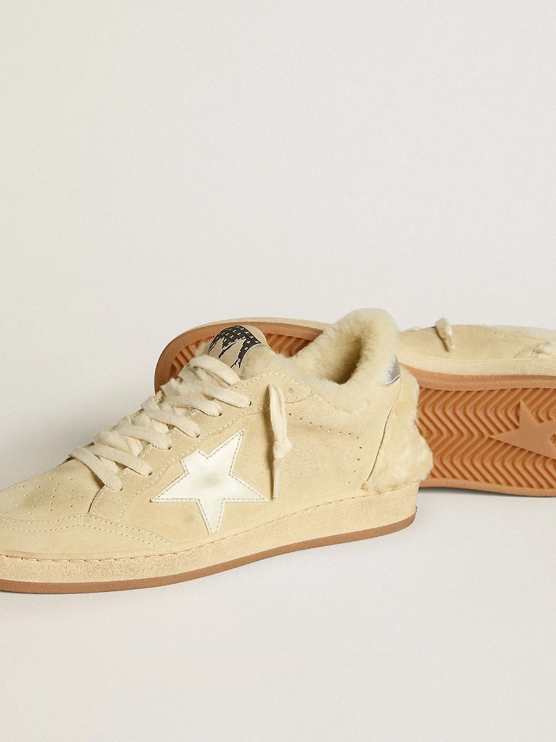 Women's Ball star LTD suede and shearling with white patent leather