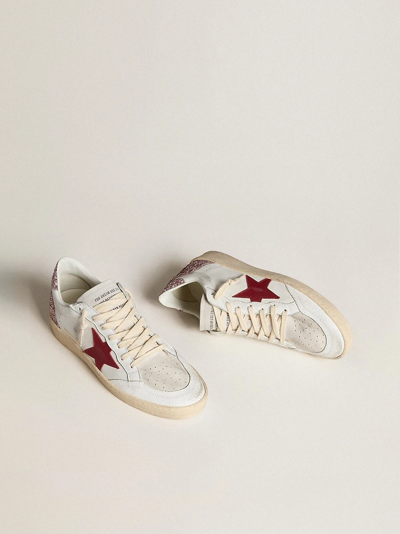 Women's Ball star LTD with red leather and pink glitter heel tab