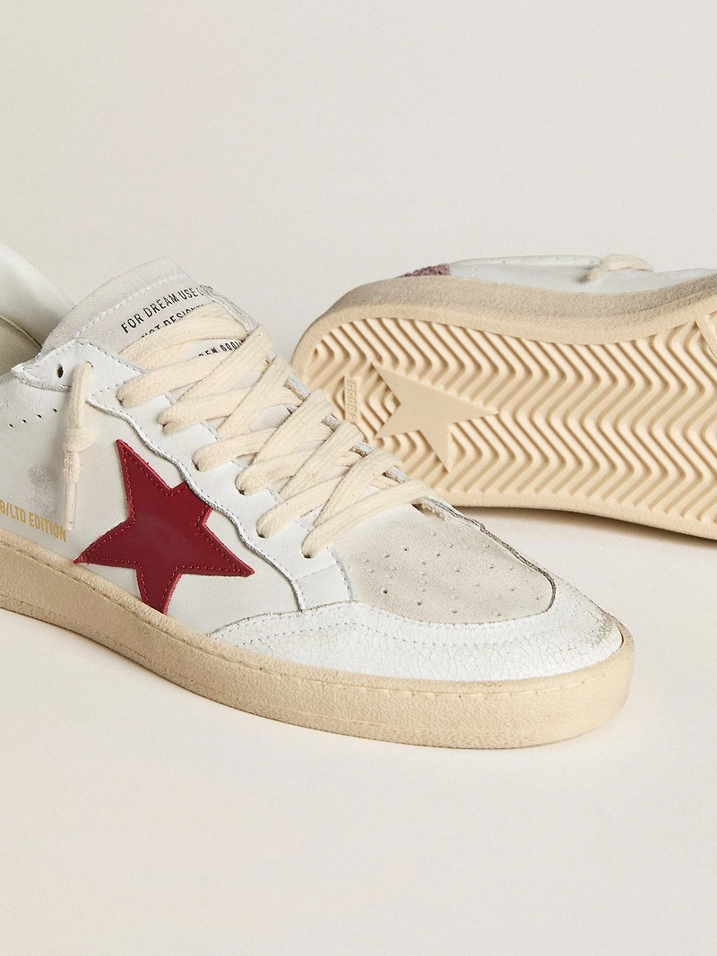 Women's Ball star LTD with red leather and pink glitter heel tab