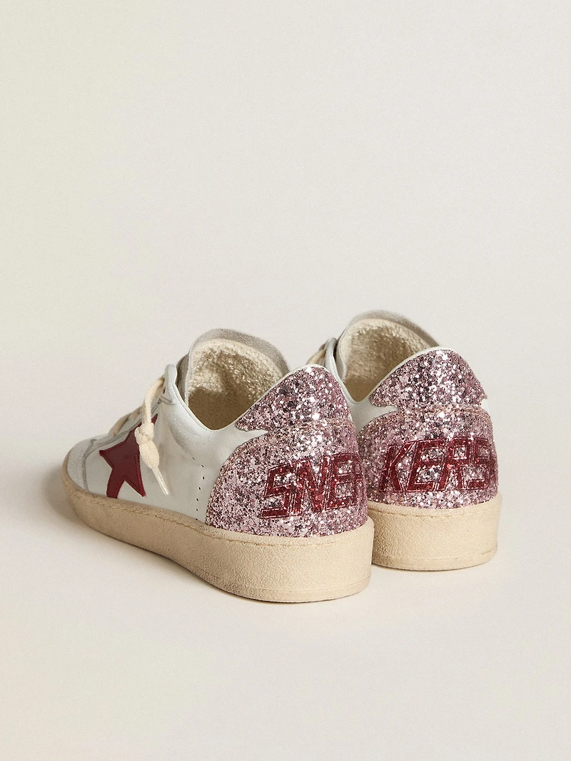 Women's Ball star LTD with red leather and pink glitter heel tab