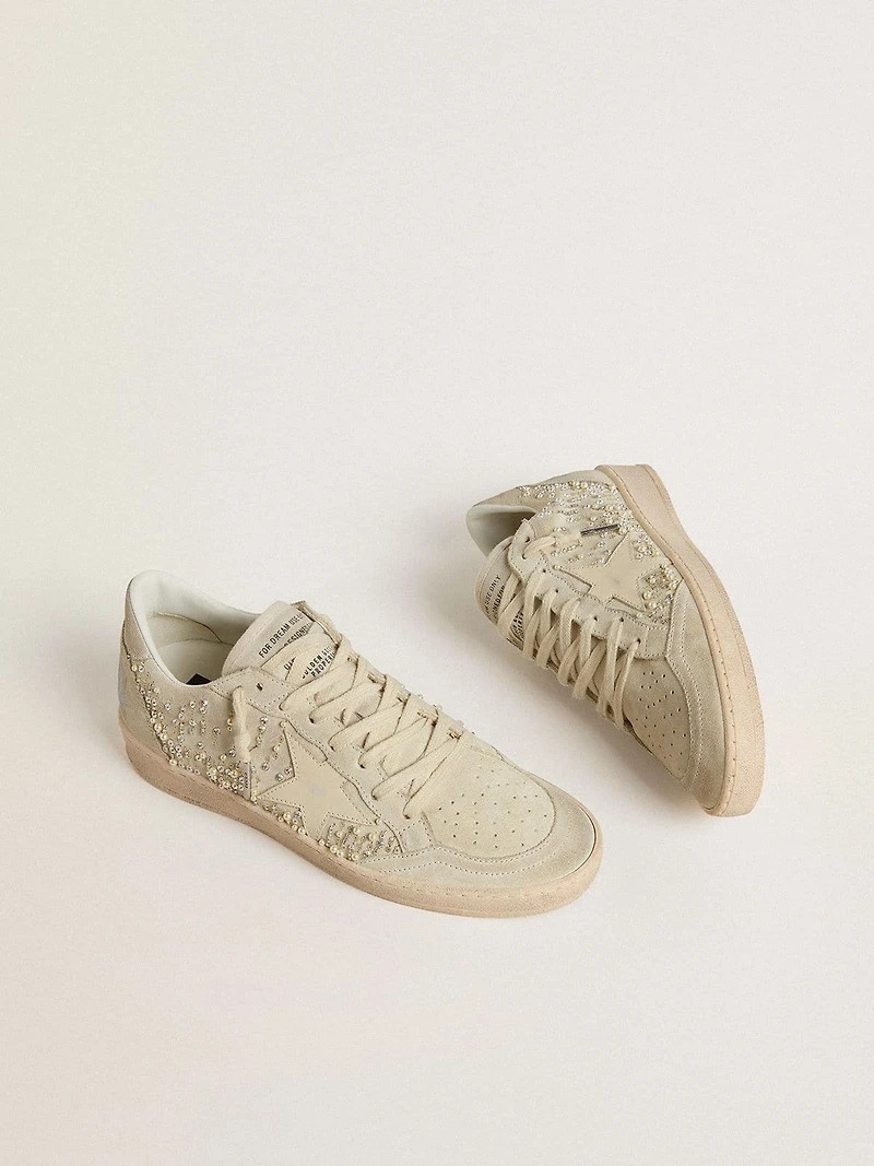 Ball star suede with Swarovski crystals and pearls leather