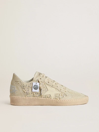 Ball star suede with Swarovski crystals and pearls leather