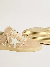 Ball star suede and Swarovski crystals with leather metallic heel tab