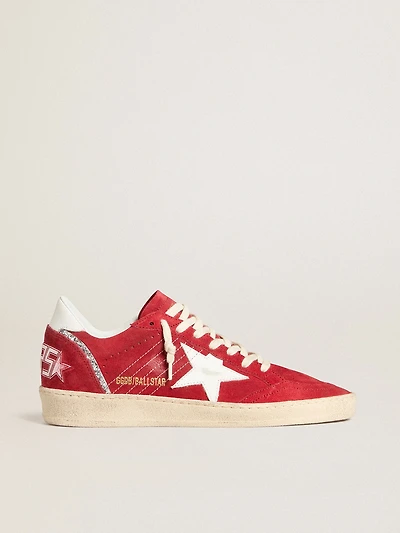 Ball star red suede with white leather and heel tab