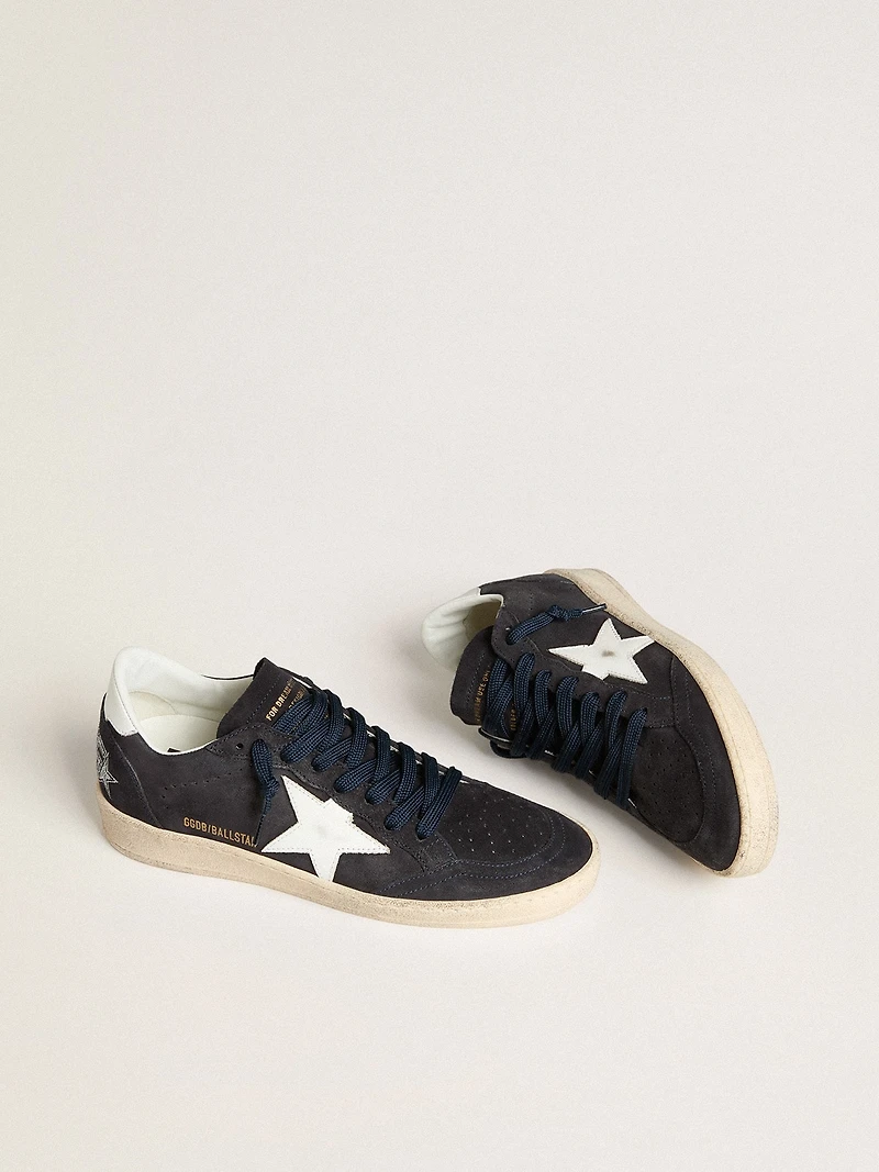 Women's Ball star dark blue suede with leather and heel tab