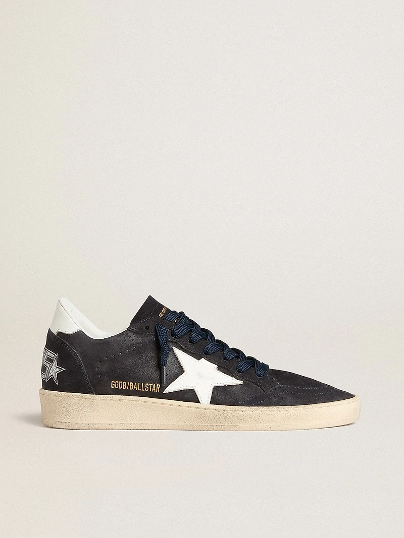 Women's Ball star dark blue suede with leather and heel tab