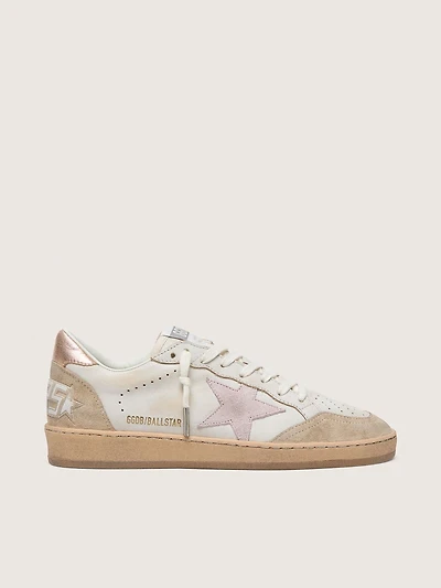 Ball Star with pink suede star and silver glitter edges and rose gold heel tab 
