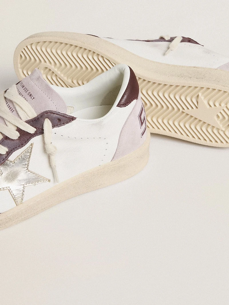 Women's Ball star LTD nappa with platinum foiled leather and burgundy nubuck heel tab
