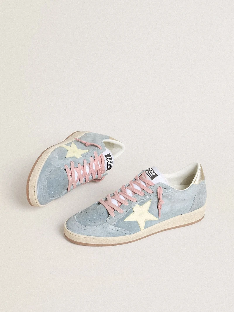 Women's Ball star powder-blue suede with cream-colored leather