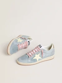 Women's Ball star powder-blue suede with cream-colored leather