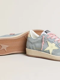 Women's Ball star powder-blue suede with cream-colored leather