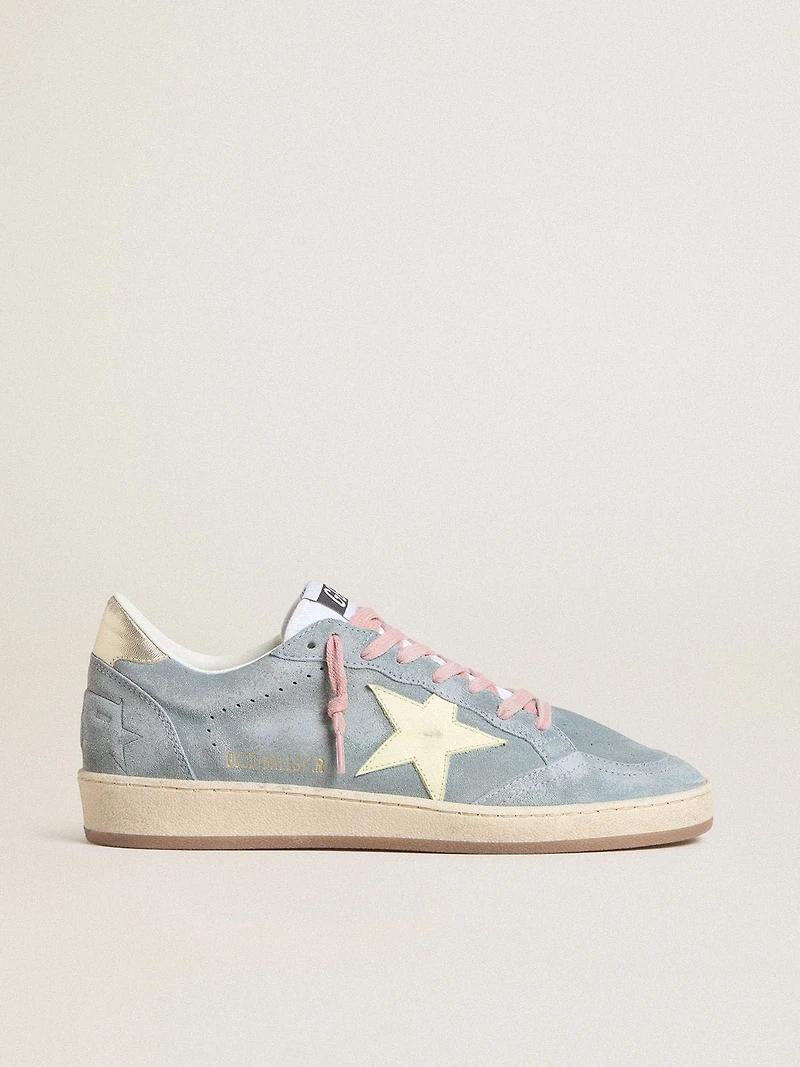 Women's Ball star powder-blue suede with cream-colored leather