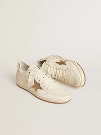 Women’s Ball star white leather with crystal and metallic heel tab