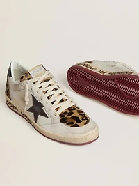 Women's Ball star with brown leather and leopard-print pony skin tongue
