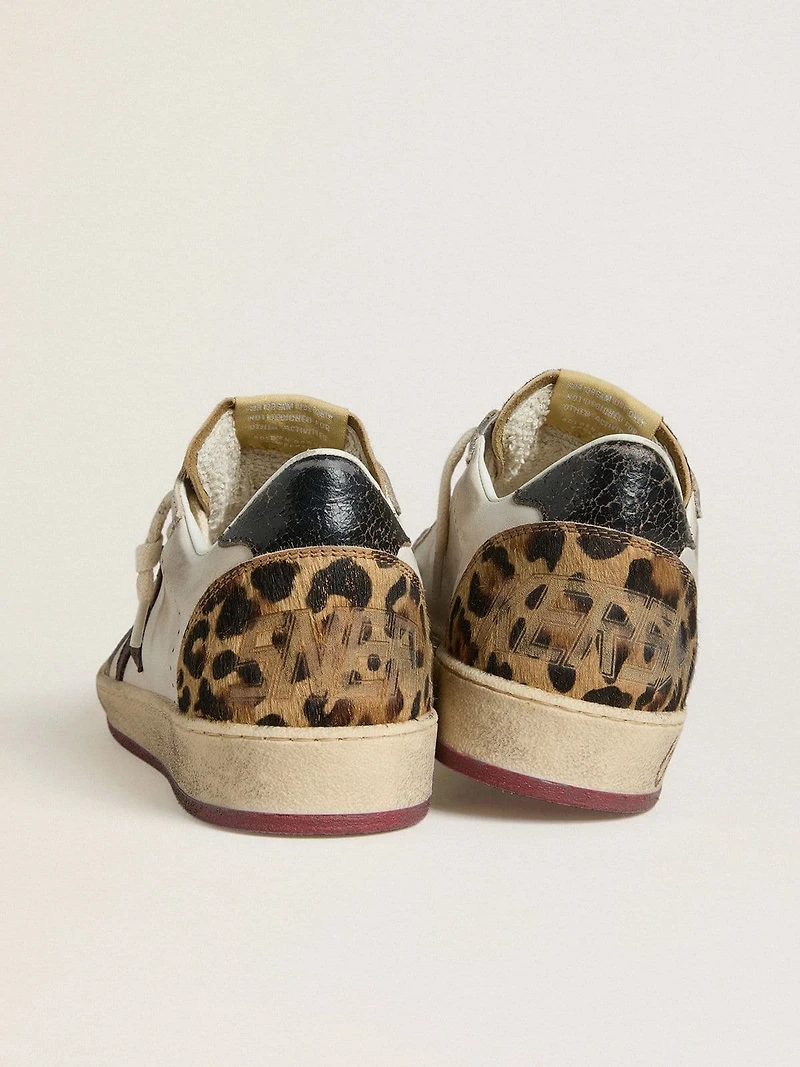 Women's Ball star with brown leather and leopard-print pony skin tongue