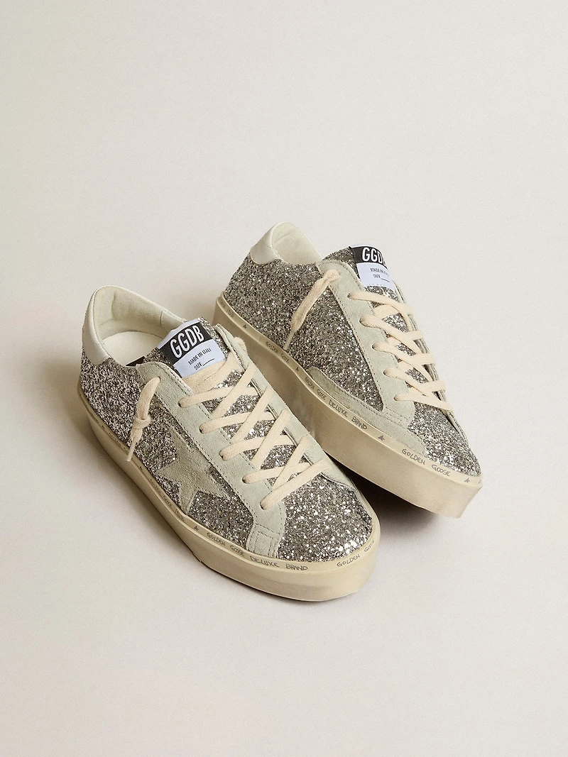 Women's Hi star silver glitter with suede and white heel tab