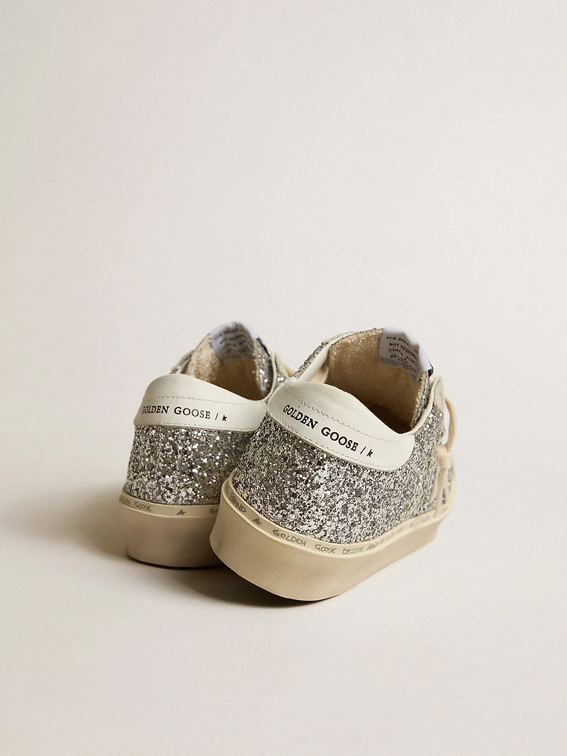 Women's Hi star silver glitter with suede and white heel tab