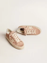 Women's Hi star pink suede with cream and silver leather heel tab