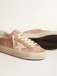 Women's Hi star pink suede with cream and silver leather heel tab