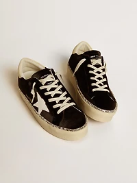 Hi Star in black velvet with white leather star and suede heel tab