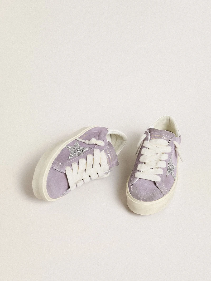 Women's Hi star purple suede with silver glitter