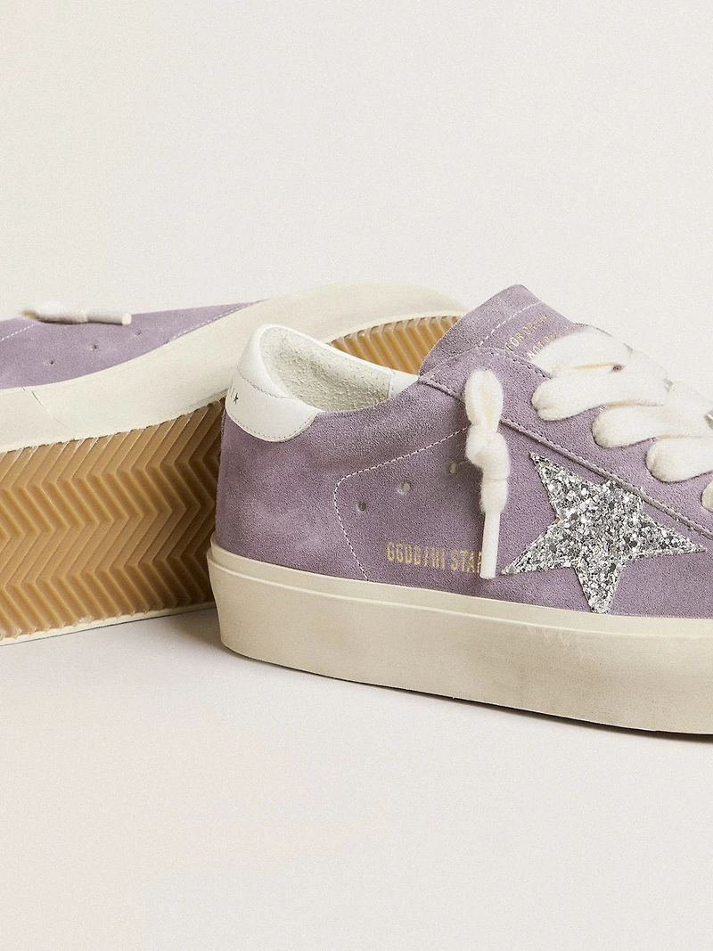 Women's Hi star purple suede with silver glitter
