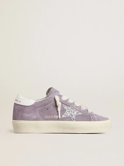 Women's Hi star purple suede with silver glitter