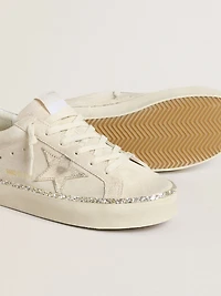 Hi star suede with silver metallic leather and heel tab