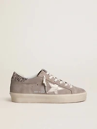Women’s Hi star sneakers beige suede with laminated leather and glitter heel tab
